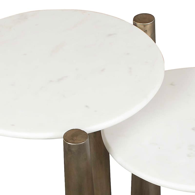 Uttermost Claridge White Marble Nesting Tables (Set of 2) - 19.50" W x 22.00" H x 19.50" D