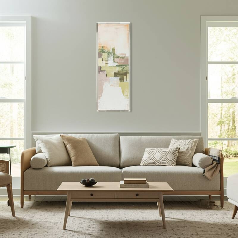 Canvas Wall Art Wood Frame Abstract Neutral Modern Finish - 60" Multi