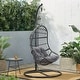 preview thumbnail 1 of 16, Lombard Rattan Hanging Chair by Christopher Knight Home Gray + Black + Dark Gray