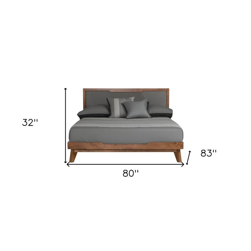 HomeRoots Gray and Brown Wood And Linen King Bed Frame
