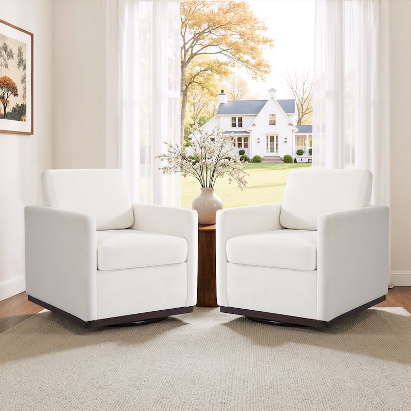 Set of 2 Modern Swivel Accent Armchairs Upholstered Arm Chairs