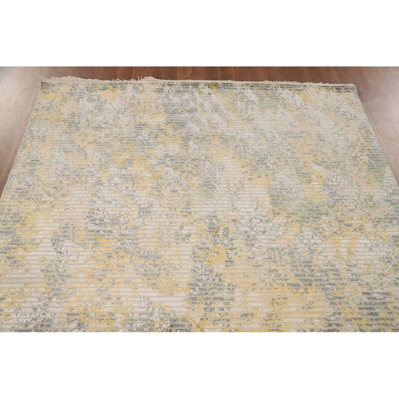 Striped Abstract Area Rug Hand-Knotted Wool Carpet - 5'6" x 7'10"