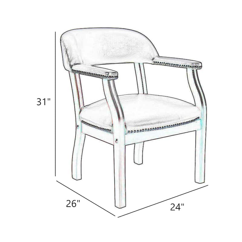 Elon Guest Chair, Brass Nailhead Trim, Mahogany, Burgundy Oxblood Vinyl