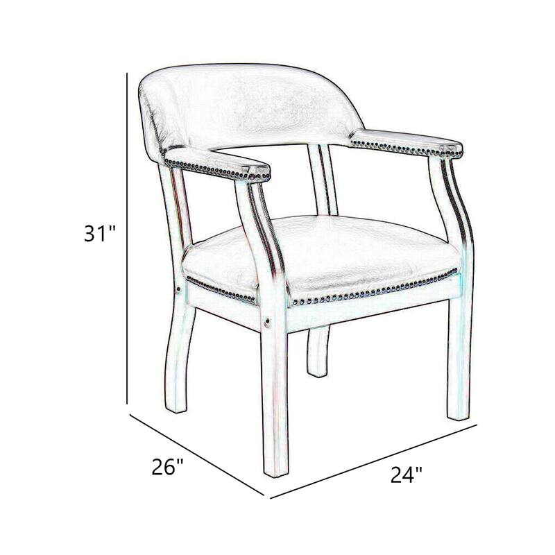 Elon Guest Chair with Brass Nailhead Trim, Mahogany Wood, Blue Vinyl