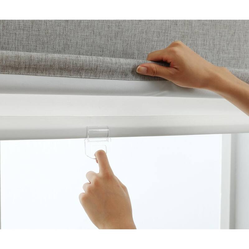 100% Blackout Roman Shade Belgian Linen Look Polyester Fabric