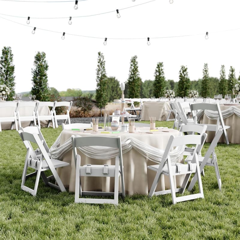 11 Pack Kids White Resin Folding Chair with White Vinyl Padded Seat