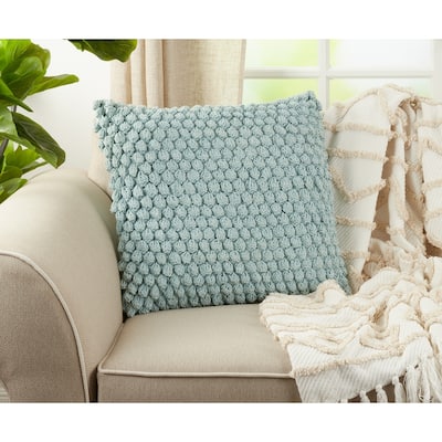 Cotton Throw Pillow With Crochet Pom Pom Design And Down Filling