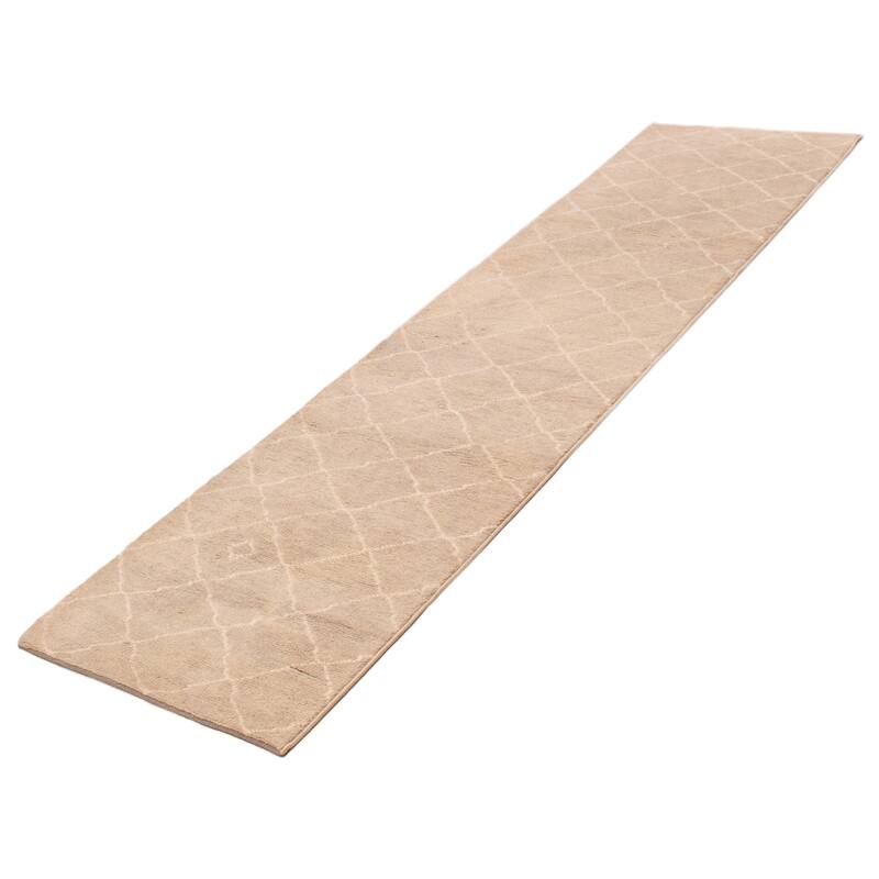 ECARPETGALLERY Hand-knotted Tangier Khaki Wool Rug - 2'11 x 11'9