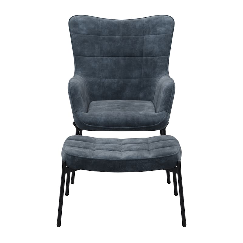 CorLiving Velvet Accent Chair with Stool