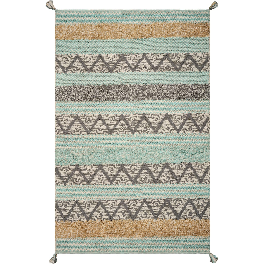 Hermosa Nautical Chevron Hand-tufted Rug