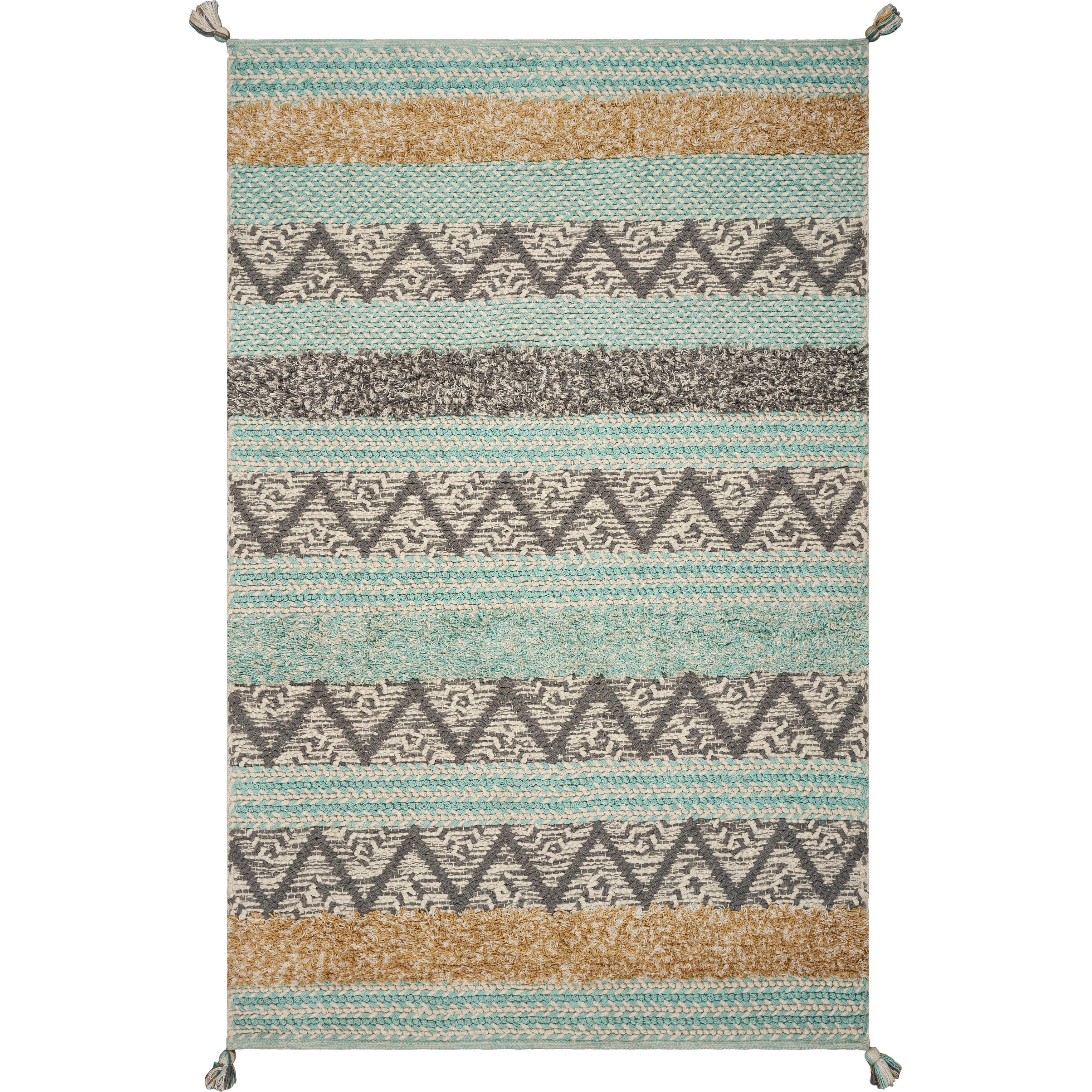 Hermosa Nautical Chevron Hand-tufted Rug