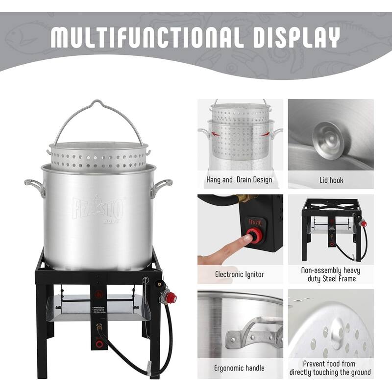 FEASTO 100QT Aluminum Boil Kit for Seafood Boiler and Steamer