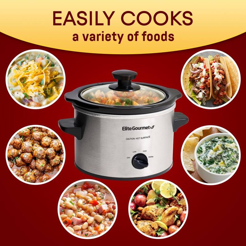 Elite Gourmet 1.5Qt. Mini Slow Cooker in Stainless Steel