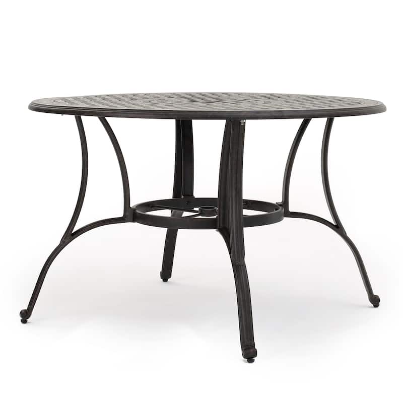Roomfitters Outdoor Cast Aluminum Circular Dining Table, Stylish and Durable Design for Patio and Garden Use, Bronze