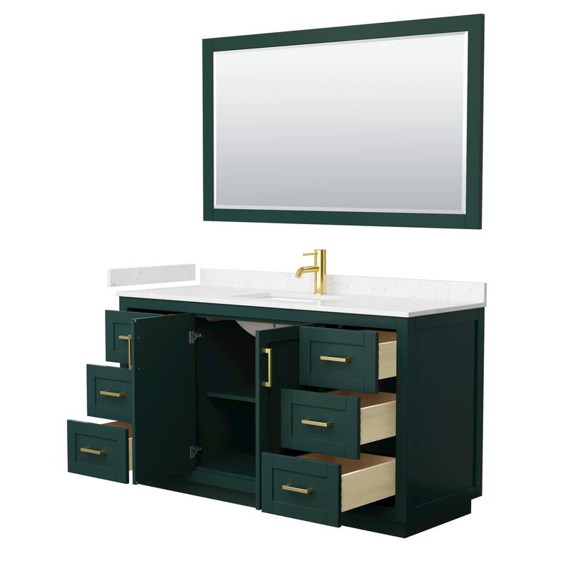 Miranda Bathroom Vanity Set, Cultured Marble Top, 58-Inch Mirror