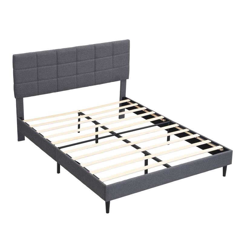 Platform Bed Frame with Fabric Upholstered Headboard