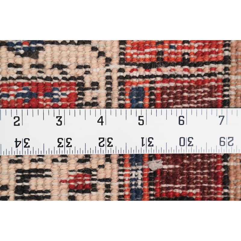 Hand Knotted Oriental 100% Wool Carpet Traditional Geometric Red Ardebil Runner Rug - 10' 8'' X 2' 10''