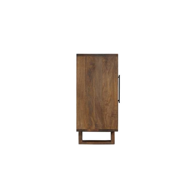 HomeRoots 83" Dark Brown Distressed Reclaimed Wood Three Drawer Sideboard with Four Doors - 83.00 in. x 36.00 in. x 16.00 in.