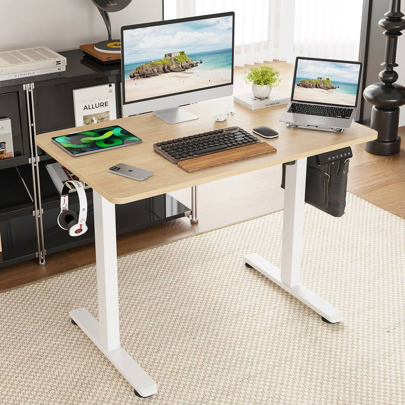 Electric Standing Desk Adjustable Height Sit Stand Home Office Desk With Splice Board