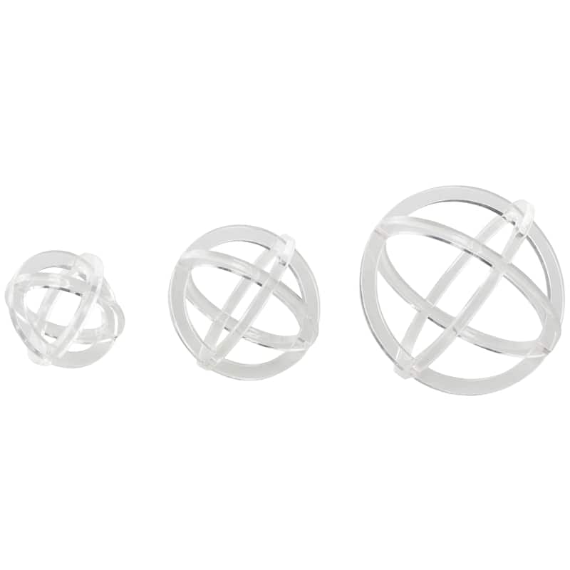 Acrylic Plastic Geometric Delicate Sculpture - Set of 3 Clear - Roche River Decor - 7"W x 8"L x 7"H