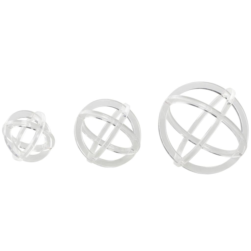 Acrylic Plastic Geometric Delicate Sculpture - Set of 3 Clear - Roche River Decor - 7"W x 8"L x 7"H