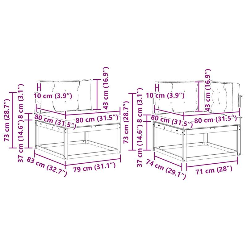 vidaXL Outdoor Sofa Set with Cushion 7 pcs Natural and Anthracite