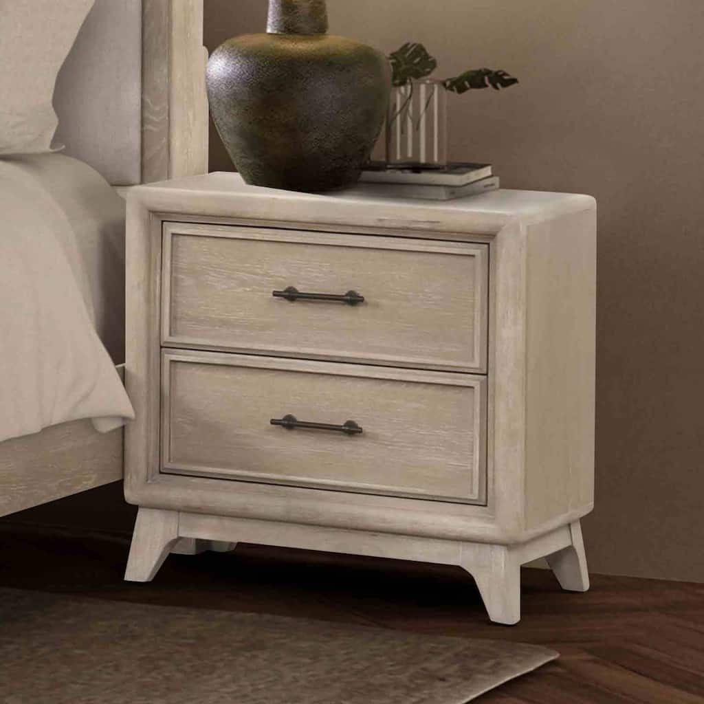 Transitional Nightstand - Oak Finish with Angled Feet & Dovetail Drawers