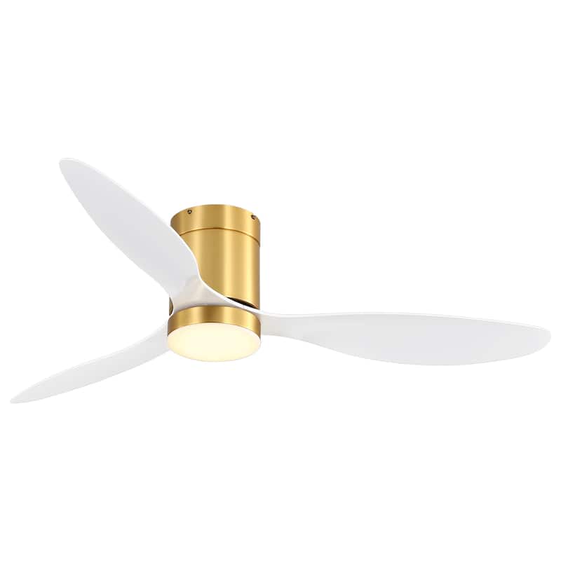 52-in LED Black and Gold Indoor Flush Mount Ceiling Fan with Light Remote (3-Blade)