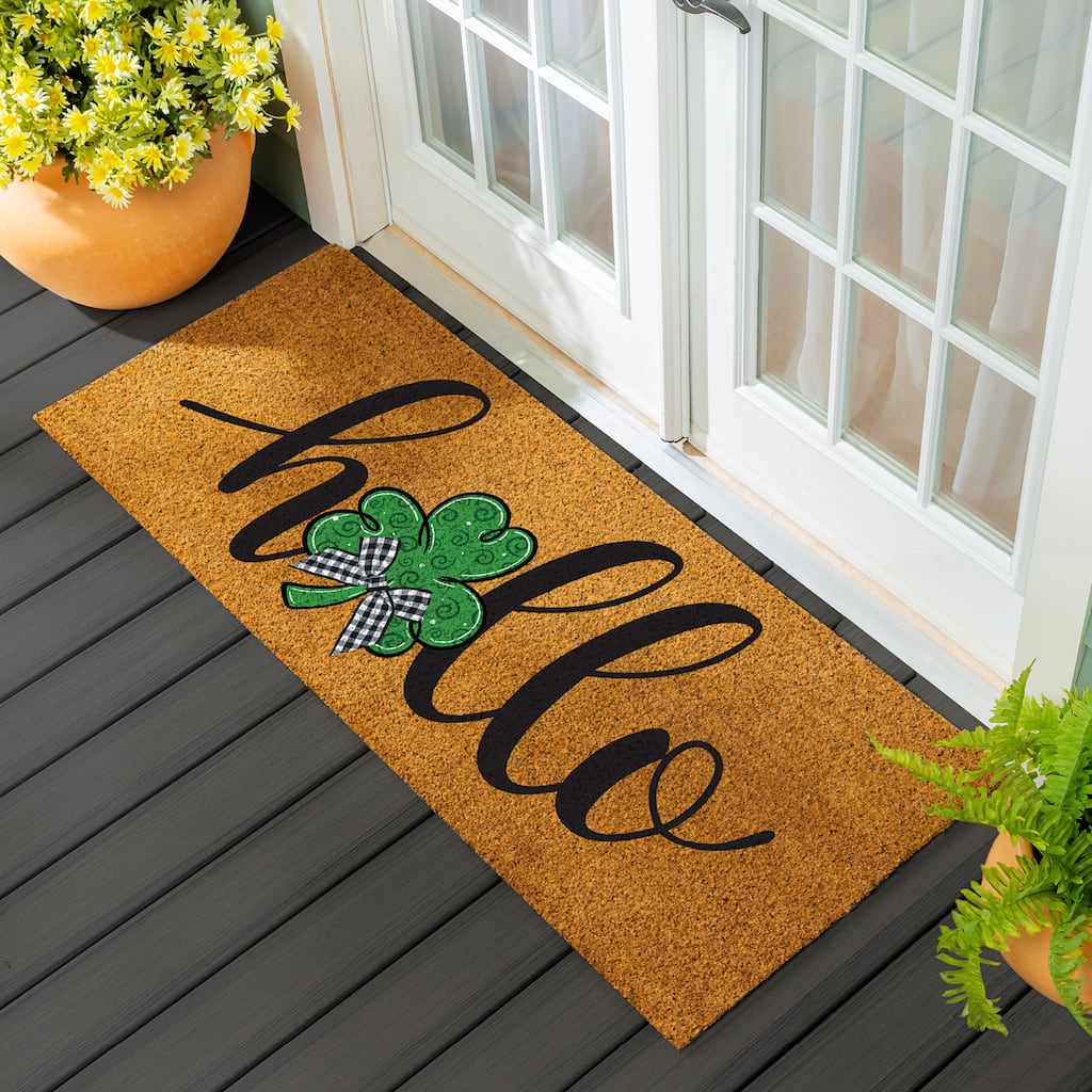 Shamrock Hello St Patrick's Day Coir Door Mat