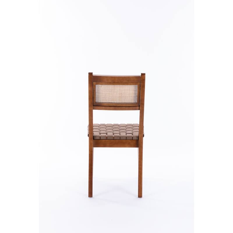 Rattan Leather Kitchen Chair Dining Chair Living Room Side Chairs Multifunctional Dining Chairs Set of 2