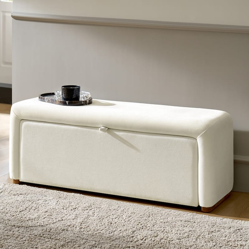 Gustavo Contemporary Storage Bench with Solid Wood Legs by HULALA HOME