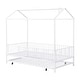preview thumbnail 10 of 10, Twin Size Metal House-Shaped Kids Bed Frame with Trundle and Fence, Sky Roof, White