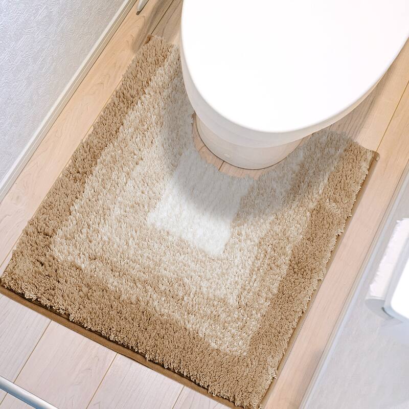 Soft and Absorbent Bathroom Rug Non-Slip Plush Shaggy Bath Carpet U-Shaped and Rectangle Luxury Bath Mats - Brown Geometry U-Shaped - 20" x 20"