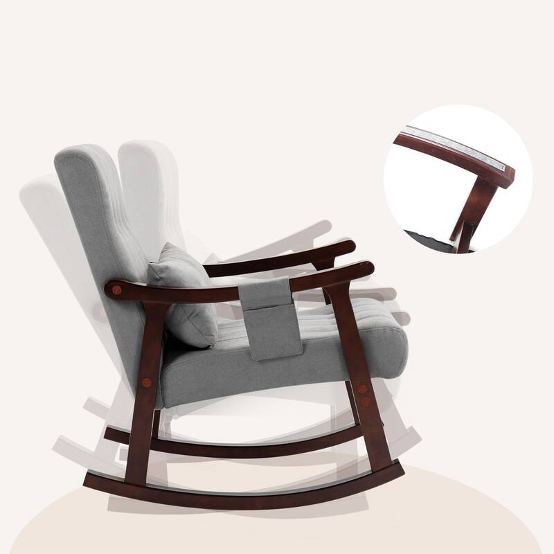 AVAWING 2PCS Upholstered Rocking Chair with Massage Lumbar Support