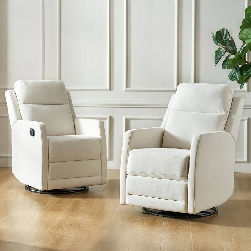Diana Modern Polyester 360-degree Swivel Rocker Recliner Set of 2 by HULALA HOME - Beige