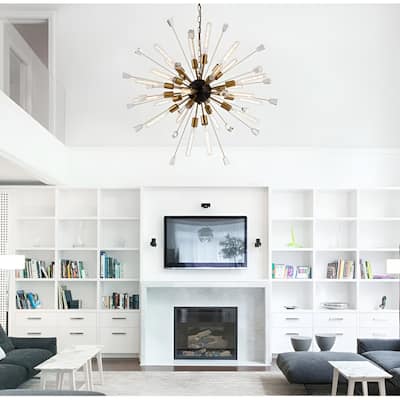 Italian 24-Light Dimmable Sputnik Star Chandelier