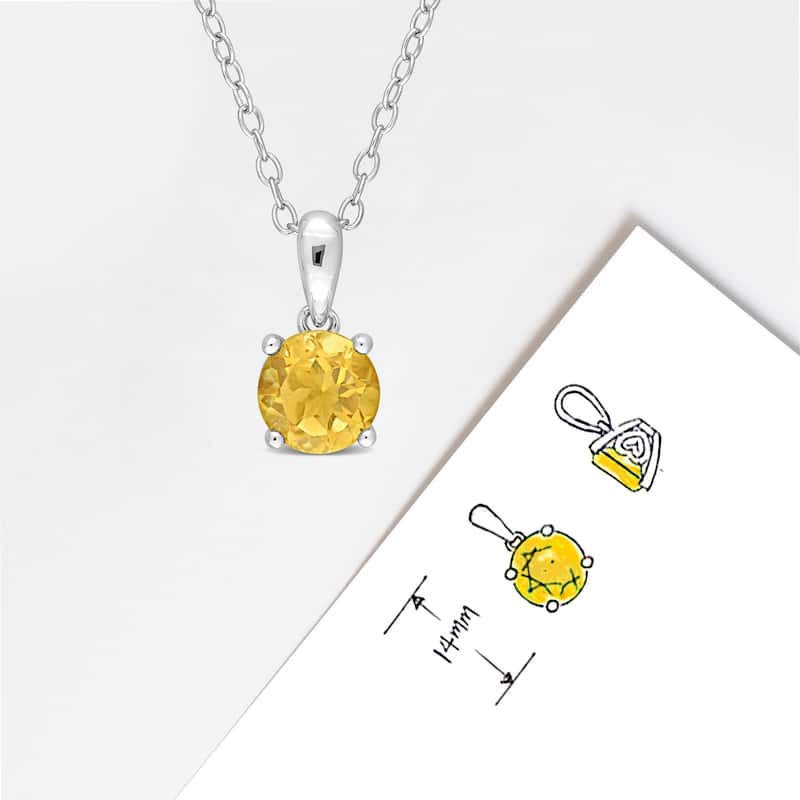 Miadora Birthstone Gemstone Heart Design Solitaire Necklace Sterling Silver