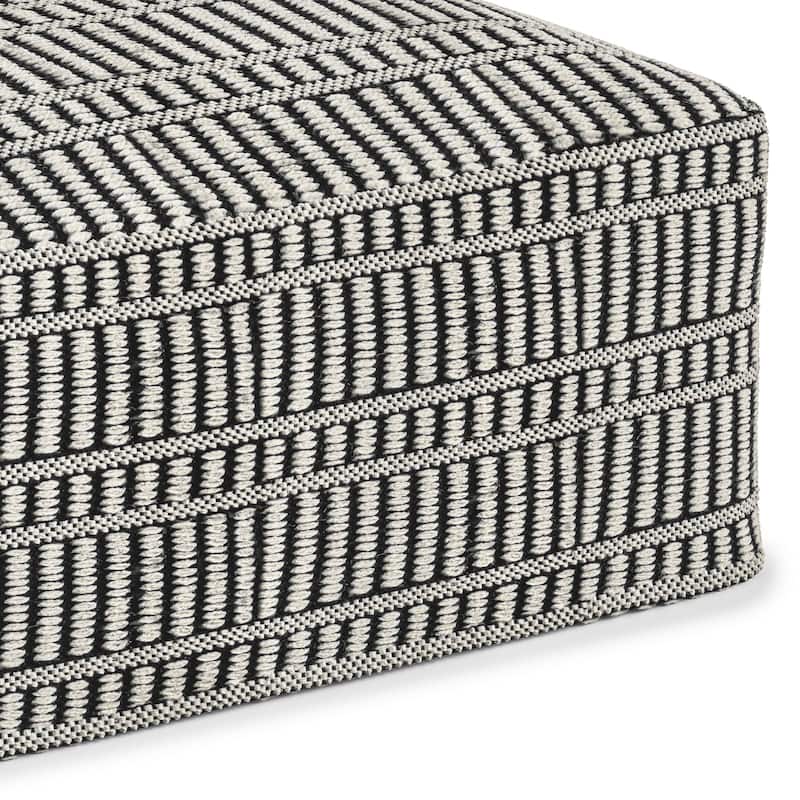 WYNDENHALL Wonda Square Woven Pouf in Recycled PET Polyester & Assembled