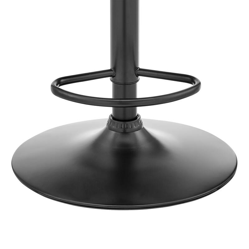 Dax 24" Backless Adjustable Height Bar Stool, Black Finish with Dark Gray Faux Leather