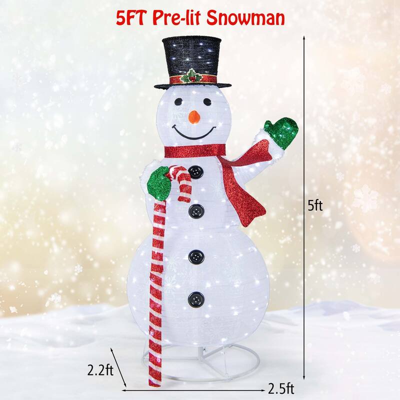 5FT Pre-lit Christmas Snowman Pop-up Xmas Holiday Decoration