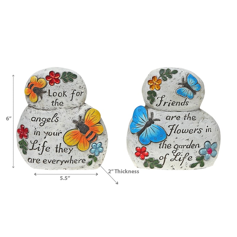 IH Casa Decor Garden Stacking Stones Inspirational Asstd - Set of 2