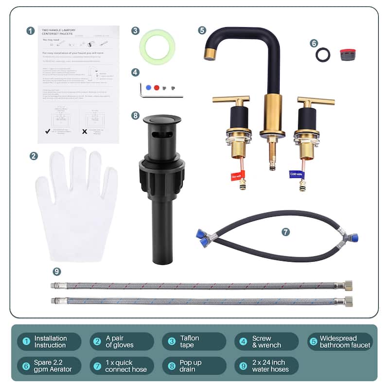 WOWOW 8-inch Dual Handle Widespread Bathroom Faucet