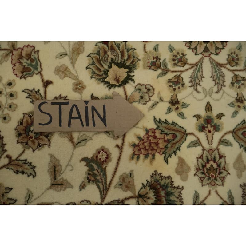 Hand Knotted Oriental 100% Wool Carpet Traditional Floral Beige & Ivories Kashan Area Rug - 11' 3'' X 8' 9''