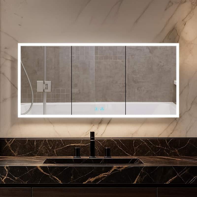 Blossom LED Lighted Medicine Cabinet, Mirror, Left Hinge, Defogger - 60x32