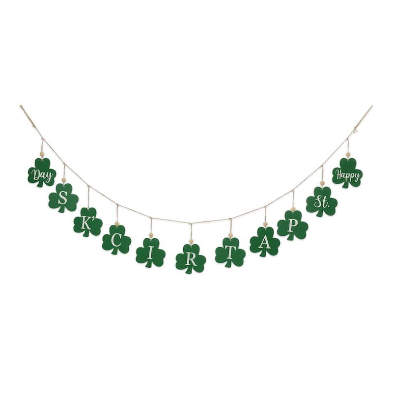 Glitzhome 72"L St. Patrick's Day Holiday Shamrocks Garland - Green Shamrocks