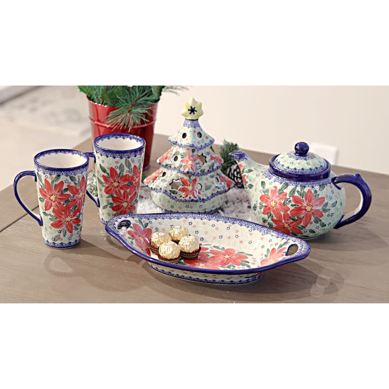 Blue Rose Polish Pottery 110 Vena Bread Tray with Handles