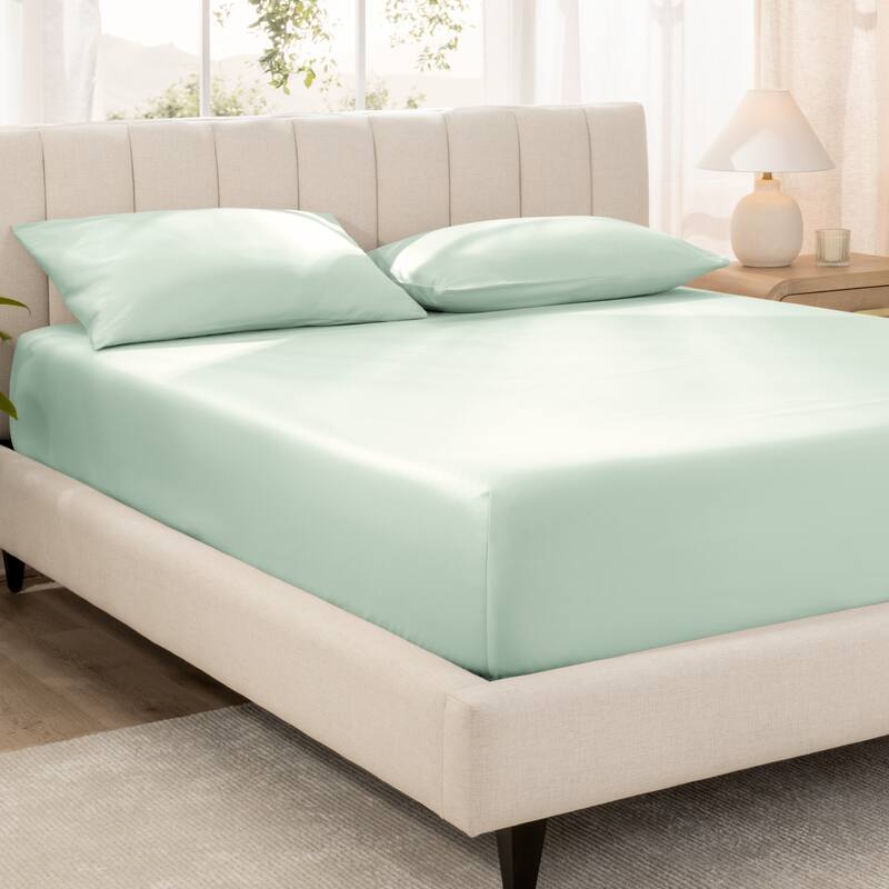 Bare Home Organic Cotton Fitted Sheet - Smoth Sateen Weave - Twin XL - Willow