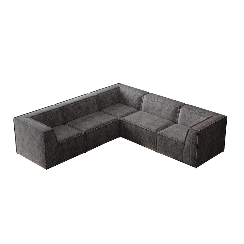 106"x106" Chenille Modular L-Shaped Sectional Sofa with 5-Piece Free Combination, Foam-Filled Cushions & No-Assembly Design
