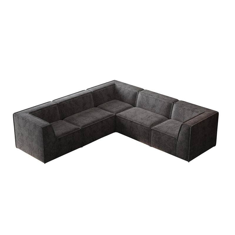 106*106" Chenille Modular L Shaped Sectional Sofa,Luxury Floor Couch Set,Upholstered Indoor Furniture,Foam-Filled Compre