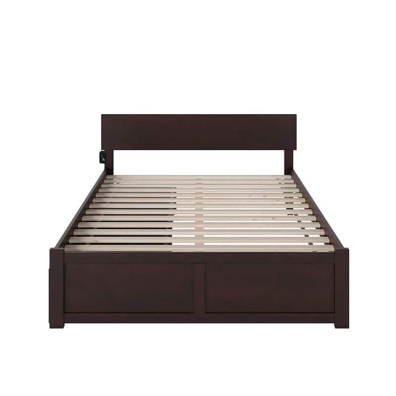 Orlando King Platform Bed with Footboard and 2 Drawers in Espresso
